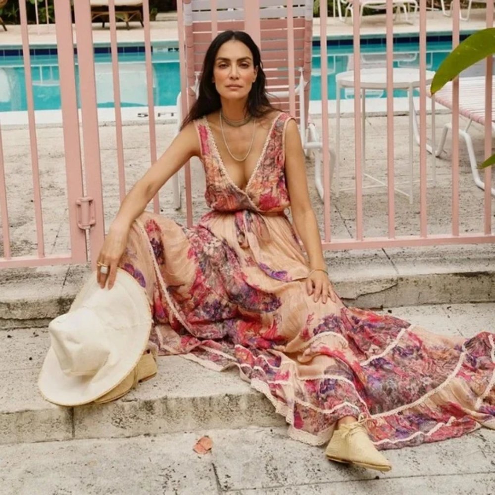 Hemant and Nandita Leah Maxi Dress in Salmon Size Small, Brand New with Tags